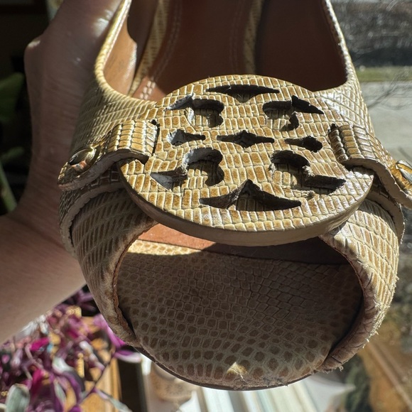Tory Burch Mini Miller Snake Embossed Open Toe - Picture 10 of 10